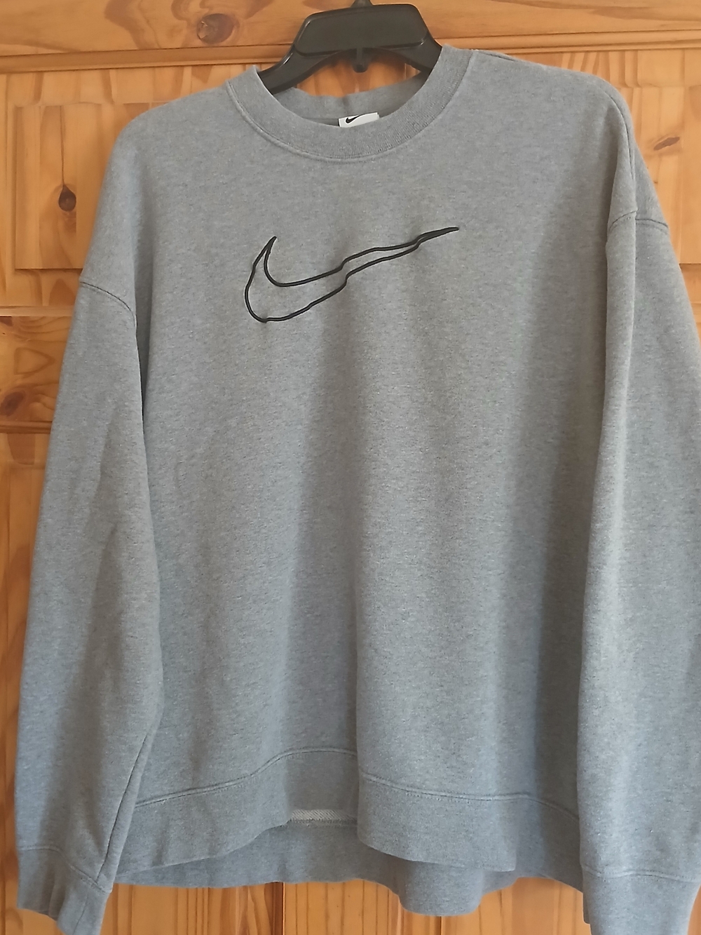 Nike Gray Dri-Fit Crewneck Sweatshirt with Black Swoosh